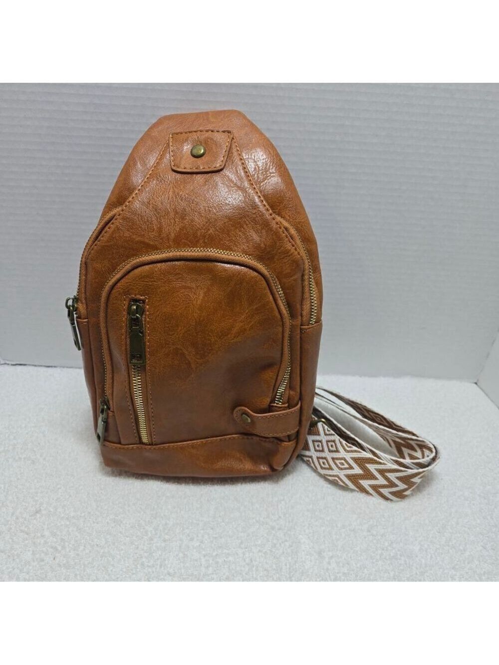 Women's Unbranded Brown Crossbody Bag One Size with Patterned Strap